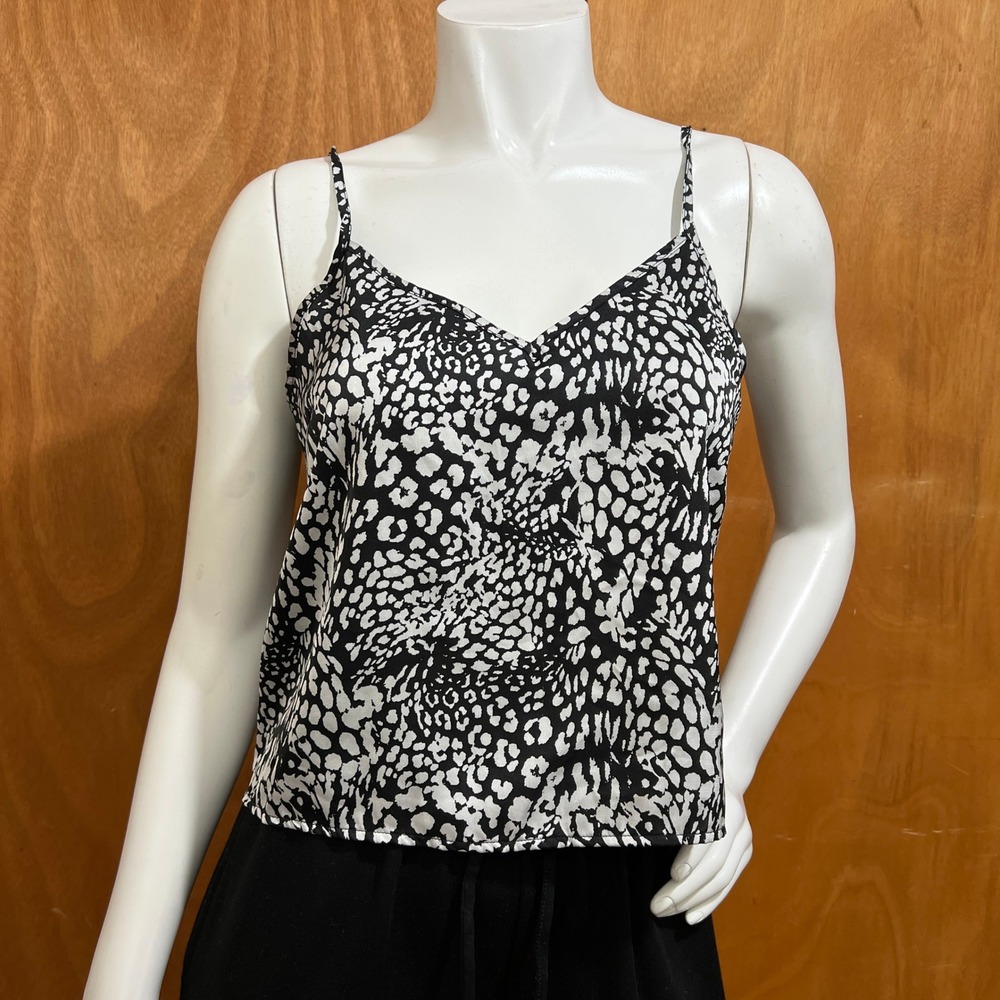 Forever 21 Womens Size Small Black White Animal Leopard Print Cami Tank Top